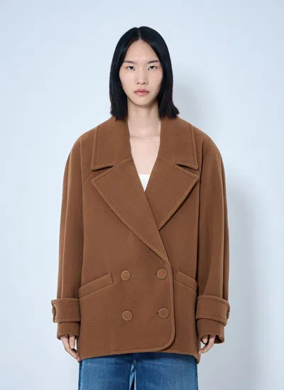 Chloé Double-breasted Short Coat In Camel