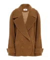 Chloé Double-breasted Short Coat In Herringbone Wool In Brown