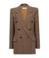 Chloé Double-breasted Tailored Jacket In Check Wool In Brown