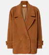 Chloé Double-breasted Short Coat In Herringbone Wool In Brown