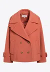 Chloé Double Breasted Jacket Buttoned Cuffs Pockets Lapels In Pink