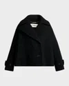 Chloé Women Black Double-breasted Jacket With Notched Wide Revers And Dropped Shoulders In Wool Blen In Black