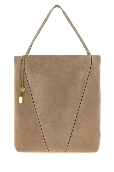 CHLOÉ DOVE GREY SUEDE CHLOÃ¨ SPIN SHOPPING BAG