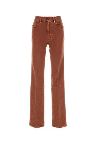 Chloé High Waist Denim Jeans Regular Fit In Brown