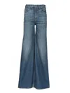 Chloé Blue High Waisted Jeans With Wide Leg And Logo Patch On The Rear In Denim Woman In Blue