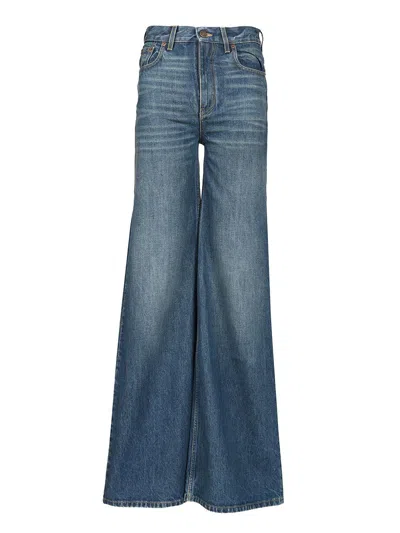 Chloé Dp425 Pockets Denim Pants Wide Leg Jeans Blue