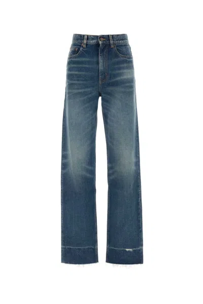 Chloé Faded Frayed-hem Bootcut Jeans In Blue