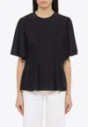 Chloé Drape-detailed Crewneck Top In Navy