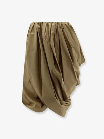 Chloé Draped Cotton Skirt In Green