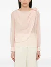 Chloé Flower-embellished Wool Blouse In Pink