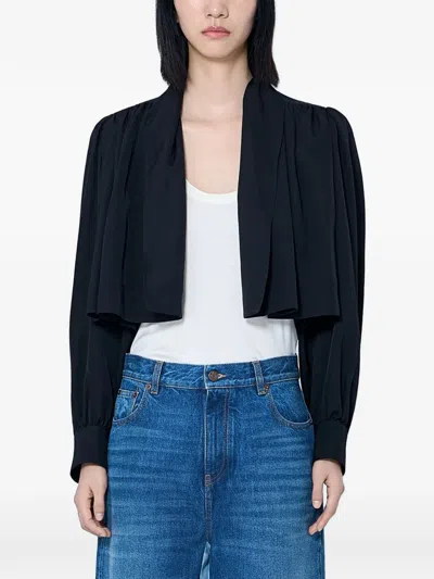 Chloé Gathered Cropped Jacket In Washed Viscose Faille In Black