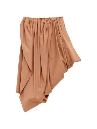 Chloé Draped Gathered-waist Skirt In Brown