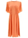 Chloé Silk Dress With Frontal Drapery In Orange