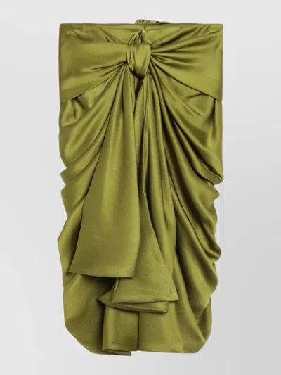 Chloé Draped Satin Dress Featuring Bow Detail In Green