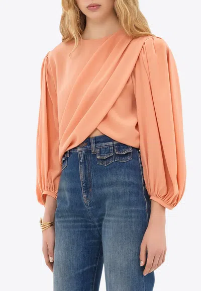 Chloé Draped Silk Cropped Top