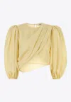 Chloé Draped Wrap-effect Cropped Silk-satin Blouse