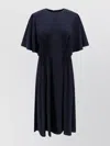 Chloé Draped Silk Dress With Crew-neck And Ruched Detailing In Blue