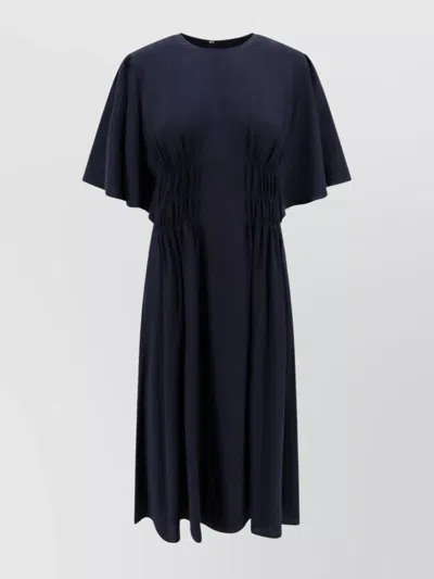 Chloé Draped Silk Dress With Crew-neck And Ruched Detailing