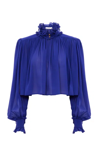 Chloé Draped Silk Georgette Top In Purple
