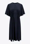 Chloé Draped Silk Dress With Crew-neck And Ruched Detailing