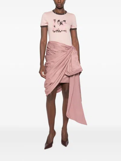 Chloé Draped Silk Mini Skirt In Gray