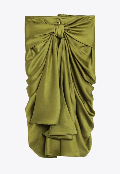 Chloé Draped Silk Skirt In Green