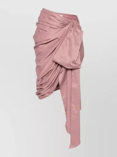 Chloé Draped Silk Skirt High Waist Side Tie In Pink