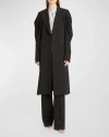 CHLOÉ DRAPED SLEEVE DOUBLE-BREASTED LONG TAILORED COAT