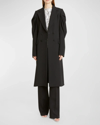 Chloé Draped Sleeve Double-breasted Long Tailored Coat In Black