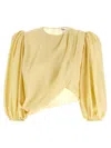Chloé Draped Wrap-effect Cropped Silk-satin Blouse