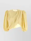 Chloé Draped Top With Keyhole Back And Puffed Sleeves In Yellow