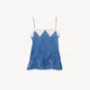 Chloé Lace-trimmed Silk-jacquard Camisole In Blue