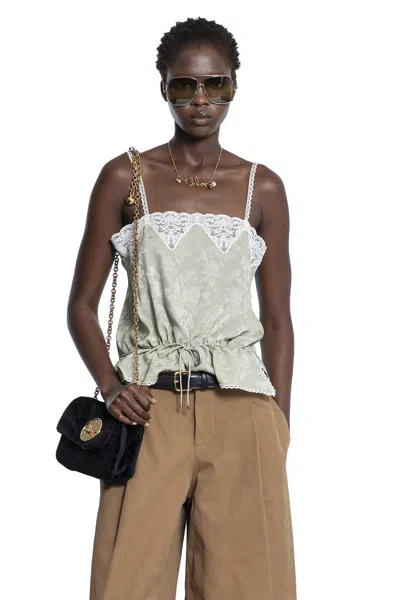CHLOÉ DRAWSTRING CAMISOLE TOP IN SILK JACQUARD AND LACE