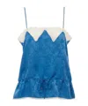 Chloé Lace-trimmed Silk-jacquard Camisole In Blue