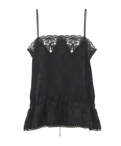 CHLOÉ DRAWSTRING CAMISOLE TOP IN SILK JACQUARD  LACE