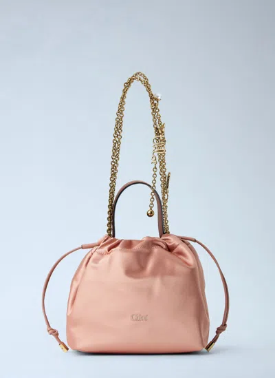 Chloé Drawstring Chain Icons Handle Bag In Pink