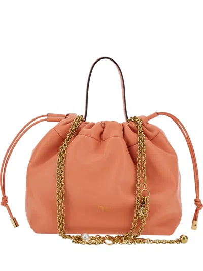 Chloé Drawstring Chain-link Tote Bag In Orange