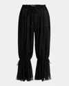 Chloé Drawstring Lace-trim Cropped Pants In Black