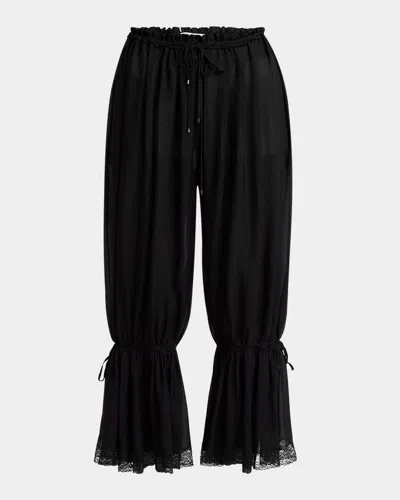 CHLOÉ DRAWSTRING LACE-TRIM CROPPED PANTS