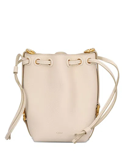 Chloé Drawstring Leather Bucket Bag In Neutral