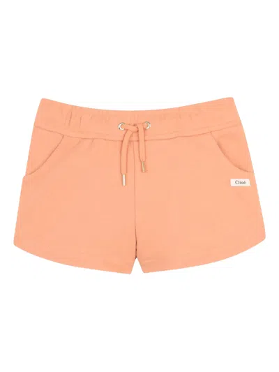 Chloé Drawstring Waist Shorts For Girls In Orange