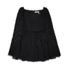 Chloé Square Neckline Flared Sleeves Sheer Overlay Embroidered In 001