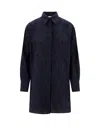 Chloé Chloe Woman Navy Blue Linen Patricia Chloe X Eres Oversize Shirt In Blue