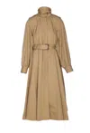 Chloé Long High-neck Belted Gabardine Trench Coat In Brown