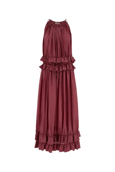 Chloé Maxi Dress With Halter Neckline And Ruffles In Red