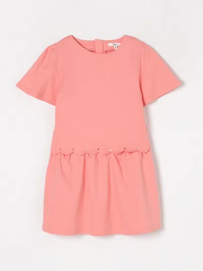 Chloé Kids' Cotton Scallop-trim Dress In Pink