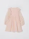 Chloé Kids Polka-dot Ruffled Silk-blend Dress In Pink