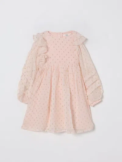 CHLOÉ DRESS CHLOÉ KIDS COLOR PINK,H38035010