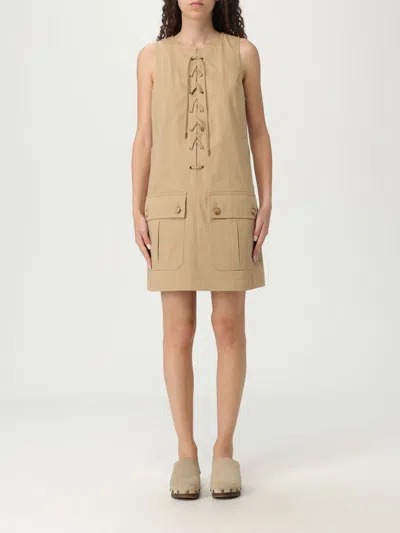 CHLOÉ DRESS CHLOÉ WOMAN COLOR BEIGE,H00341022