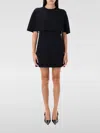 Chloé Short Cape Dress In Viscose Crêpe Black Size 12 50% Acetate, 47% Viscose, 3% Elastane In Schwarz